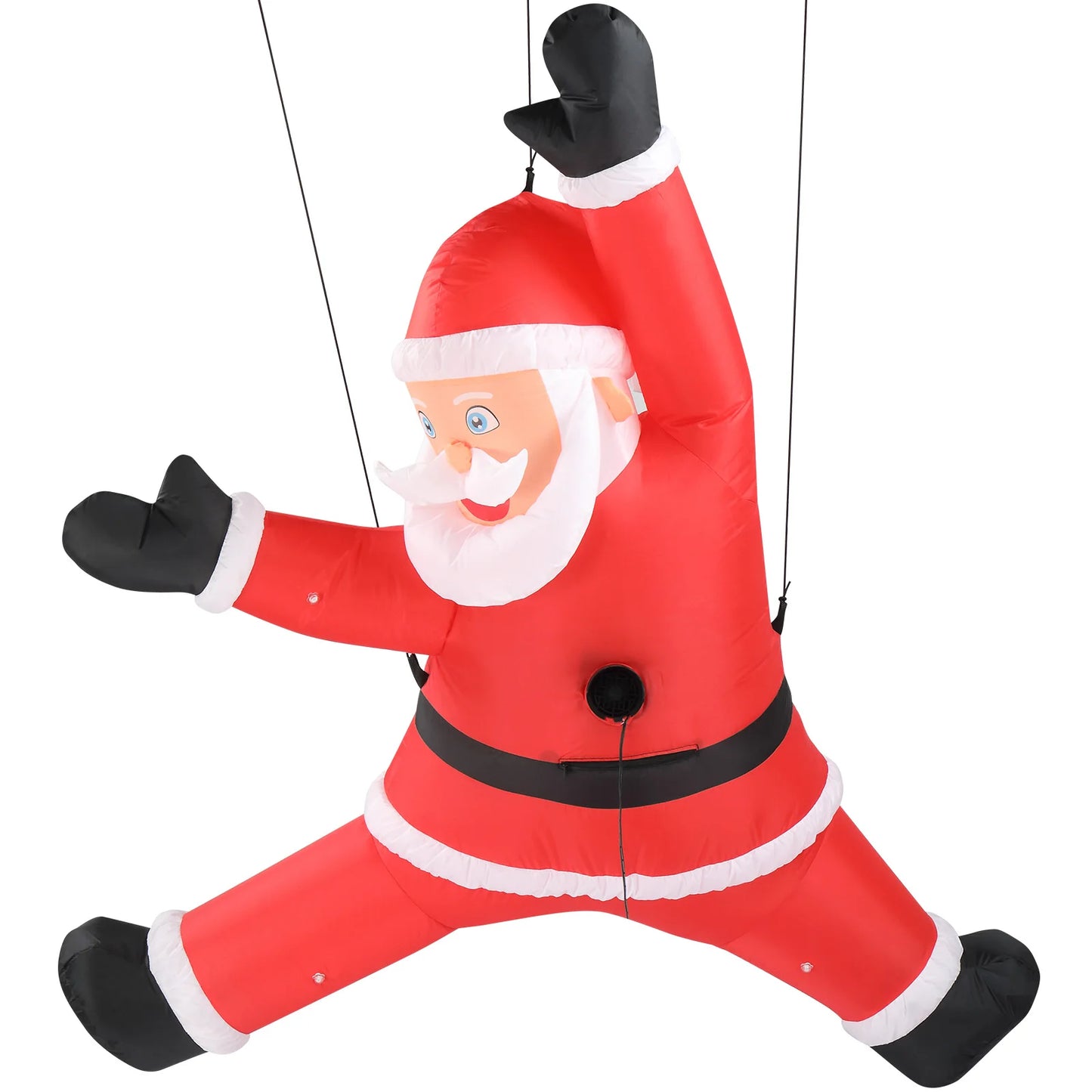 4.9 FT Lighted Christmas Inflatable Decoration, Inflatable Hanging Santa Claus with Gift Bag, Funny Blow Up Yard Decorations