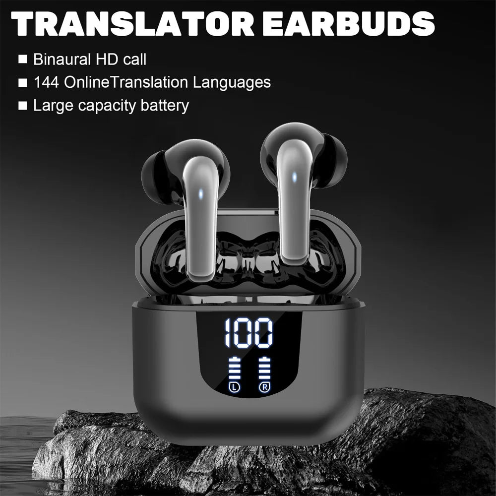 Translation Earphones True Wireless Bluetooth 5.4 Earphones HIFI Audio Low Power Earbuds 144 Language Real Time Translator
