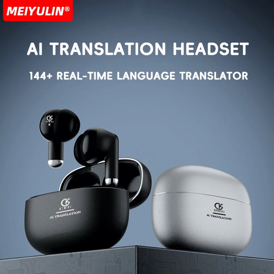 AI Translator Earbuds Real-Time Translator Headphones 144 Languages Voice Translator Wireless Bluetooth Noise Reduction Earphone