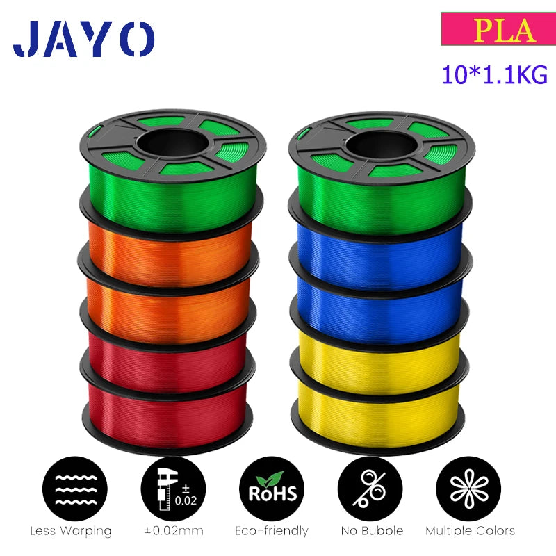 JAYO 3D Filament PLA 8Rolls 10Rolls 175mm 3D printing no bubbles no drawing smooth multiple colors optional 11kg for 3D printing
