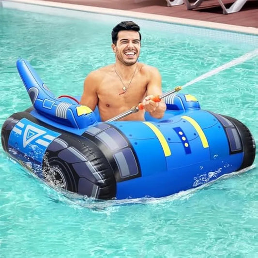 Large Inflatable Tank Pool Float Adults with Stainless Steel Water Guns Swimming Floats with Water Cannon for Lake or Beach