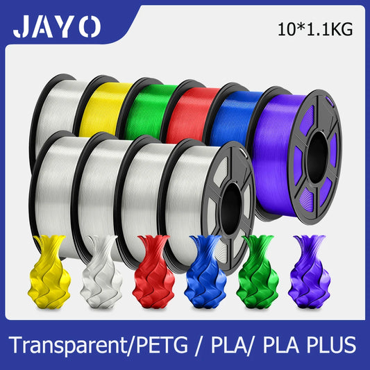 Transparent 3D filament PETG/PLA/PLA+ 1.75mm Multicolor 10Rolls 1.1KG/roll 100% Lines Up Neatly 3D Printing Materials