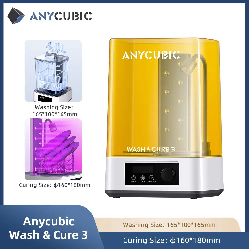 Wash & Cure 3 Model Curing Washing Machine For LCD 3D Printer For Photon Mono 4/4 ultra Cleaning Size 165*100*165mm