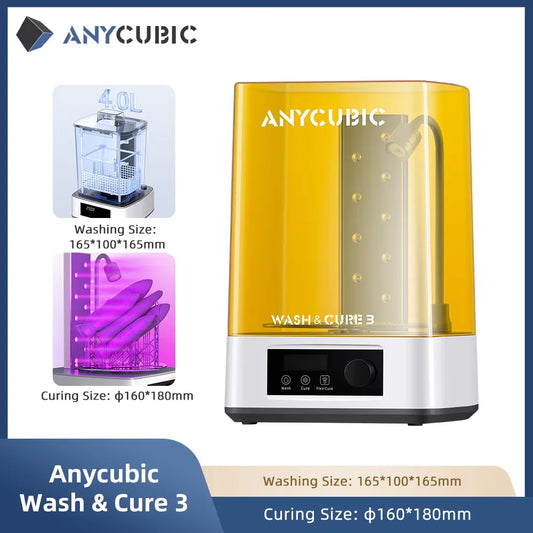 Wash & Cure 3 Model Curing Washing Machine For LCD 3D Printer For Photon Mono 4/4 ultra Cleaning Size 165*100*165mm