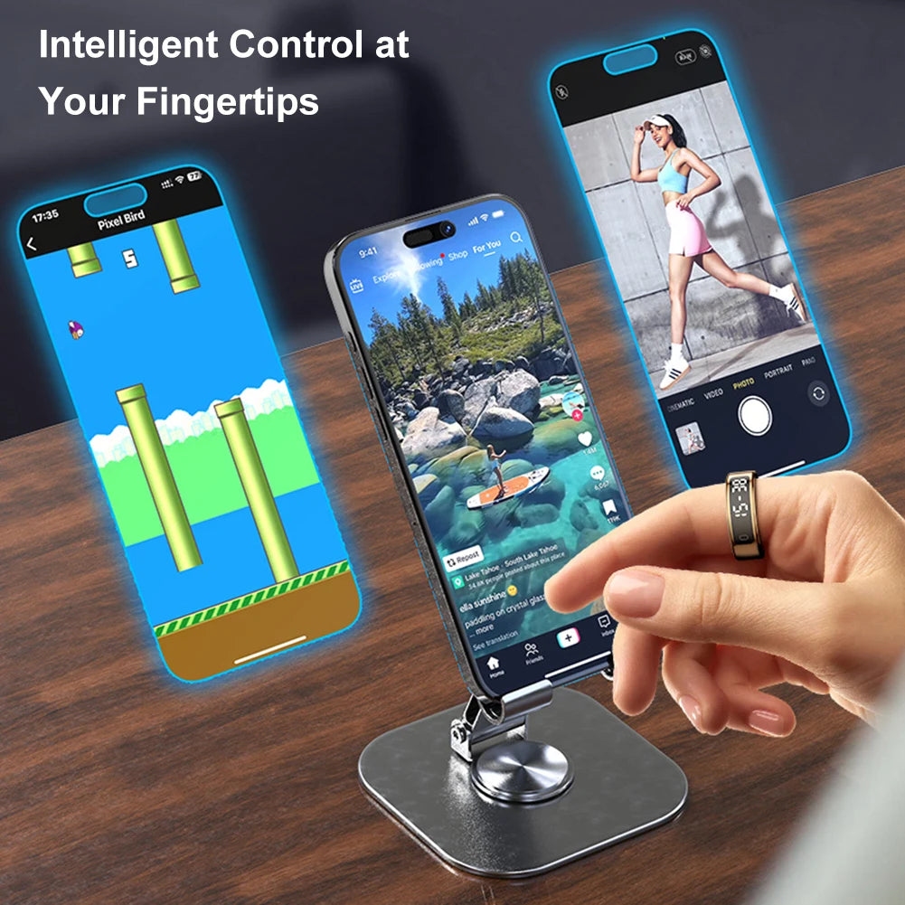 Smart Ring with Display Screen and Touch Heart Rate Blood Oxygen Monitor Ring 5 ATM Waterproof Smart ring for Android & iOS