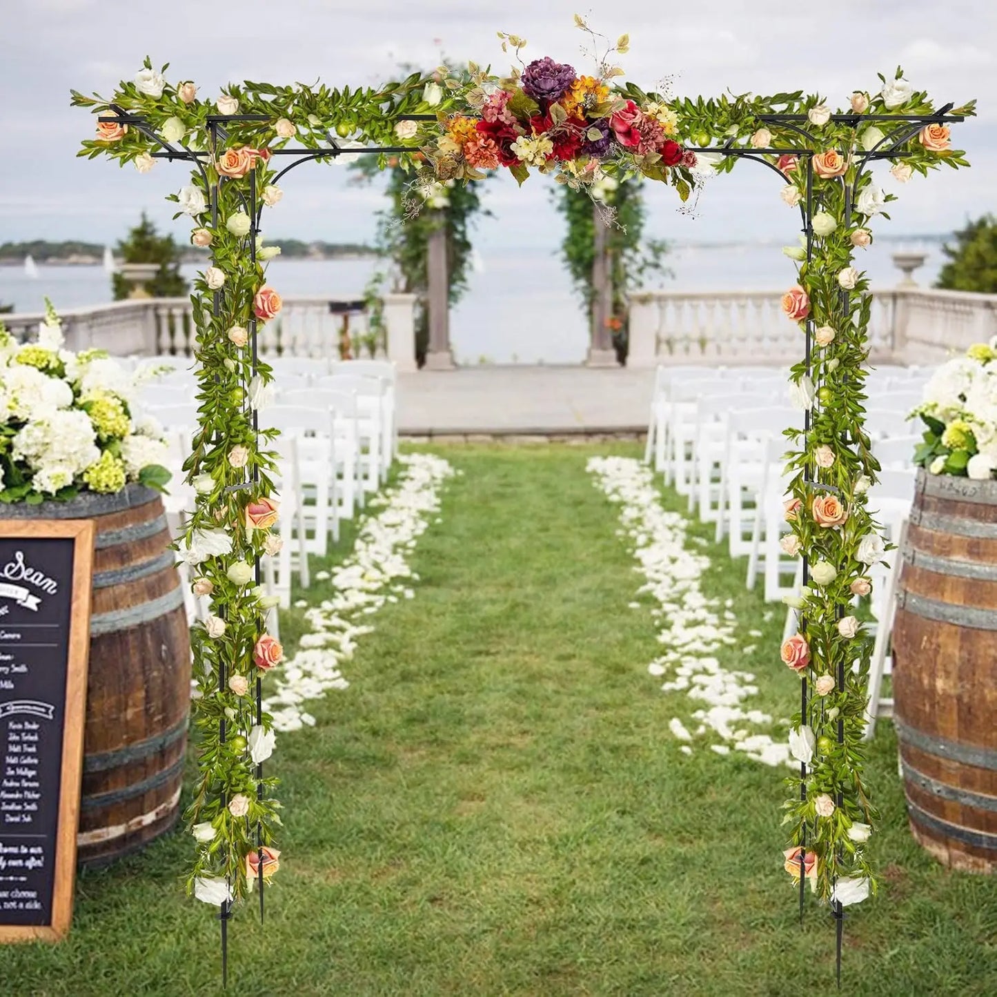 Garden Arbor, Arch Archway for Wedding Ceremony Party, Steel Garden Trellis for Plant Climbing, Christmas Decorations Pergola