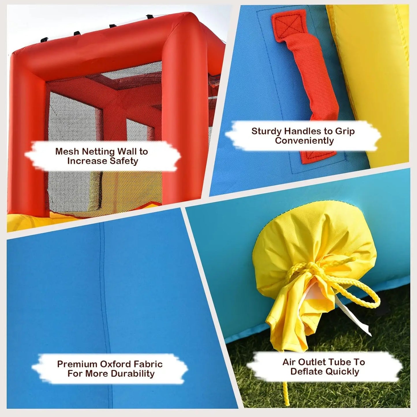 Inflatable Water Slide, Double Long Slides Giant Water Park Waterslide Inflatables with Climbing Wall & Splashing Pools, Outdoor