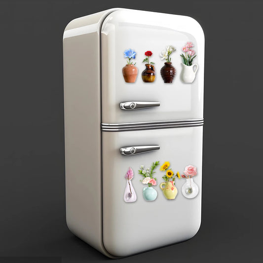 6/8PCS Mini Vase Magnets New Cute DIY 3D Vase Creative Ceramic Refrigerator Magnet For Fridge Office Kitchen Locker Decoration