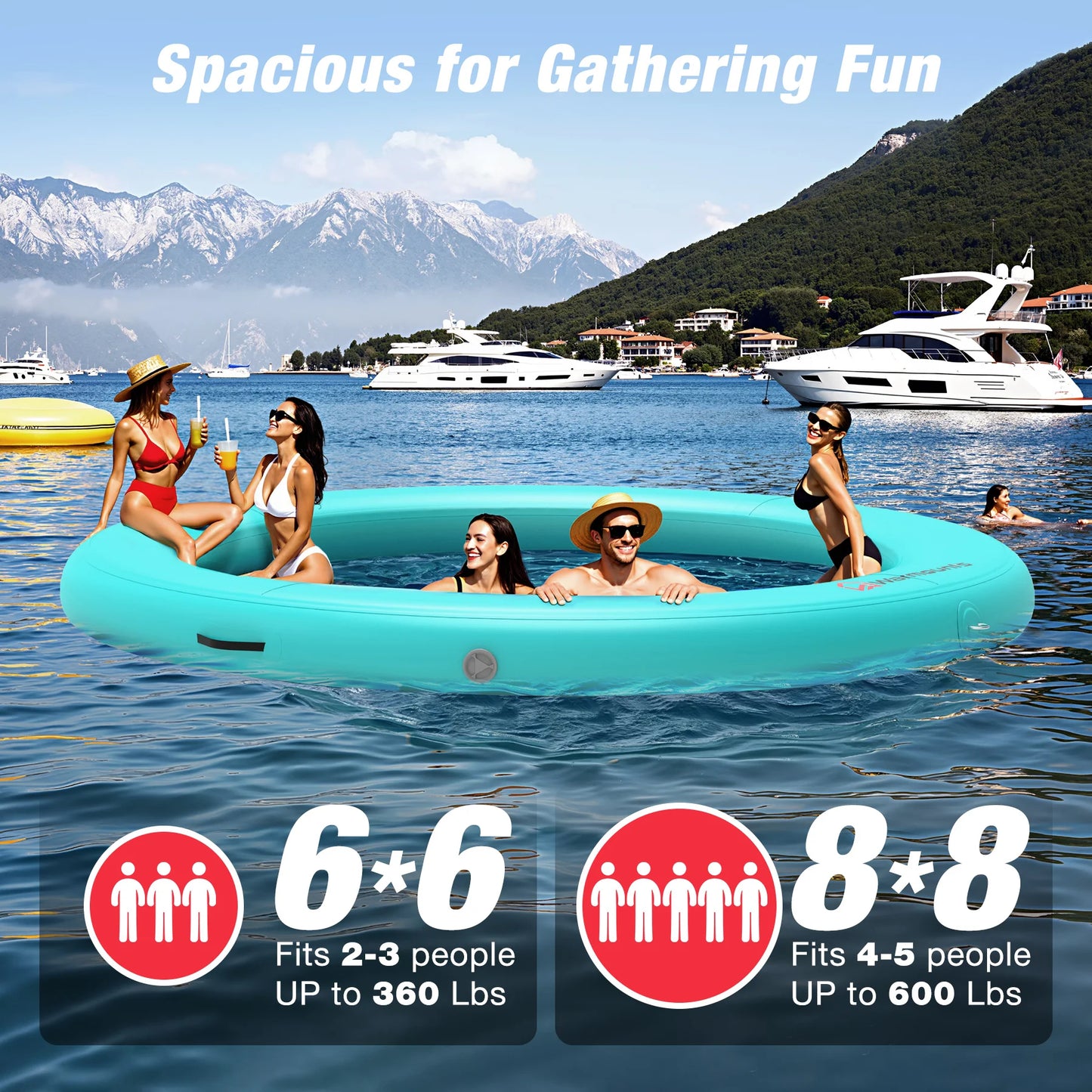 Floating Ring Inflatable Water Hammock River Floats Lake Raft for Adults Tanning Pool Lounger Float Island Platform Pad Mat
