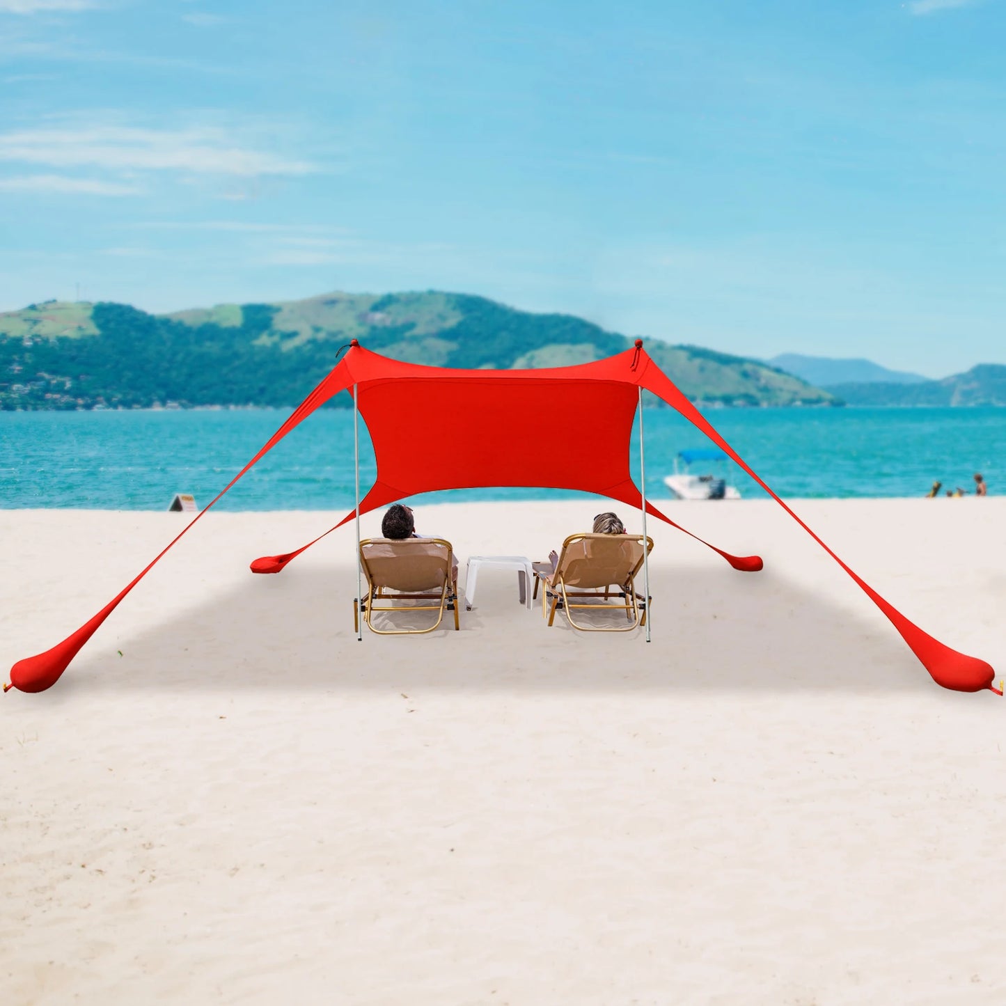 Outdoor Beach Tent Sun Shelter Camping Shades Tents Windproof One-piece Beach Canopy Tents UPF50+ Portable Family Tent
