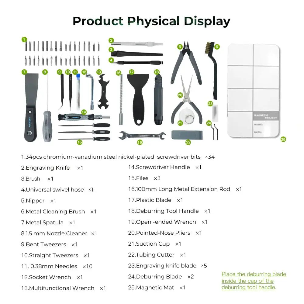 3D Printer Tool Kit  74Pcs 3D Printing Tool Wrap Kit Assembly / Removal / Filament Cutting Set 3D Printer Accessories