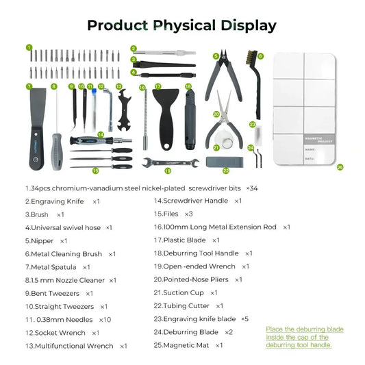 3D Printer Tool Kit  74Pcs 3D Printing Tool Wrap Kit Assembly / Removal / Filament Cutting Set 3D Printer Accessories