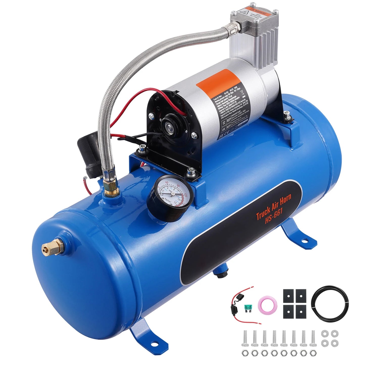 12V Air Compressor with Tank 3/6L Train Horn Air Compressor 120psi Air Compressor System for Train Horn/Inflating Tire