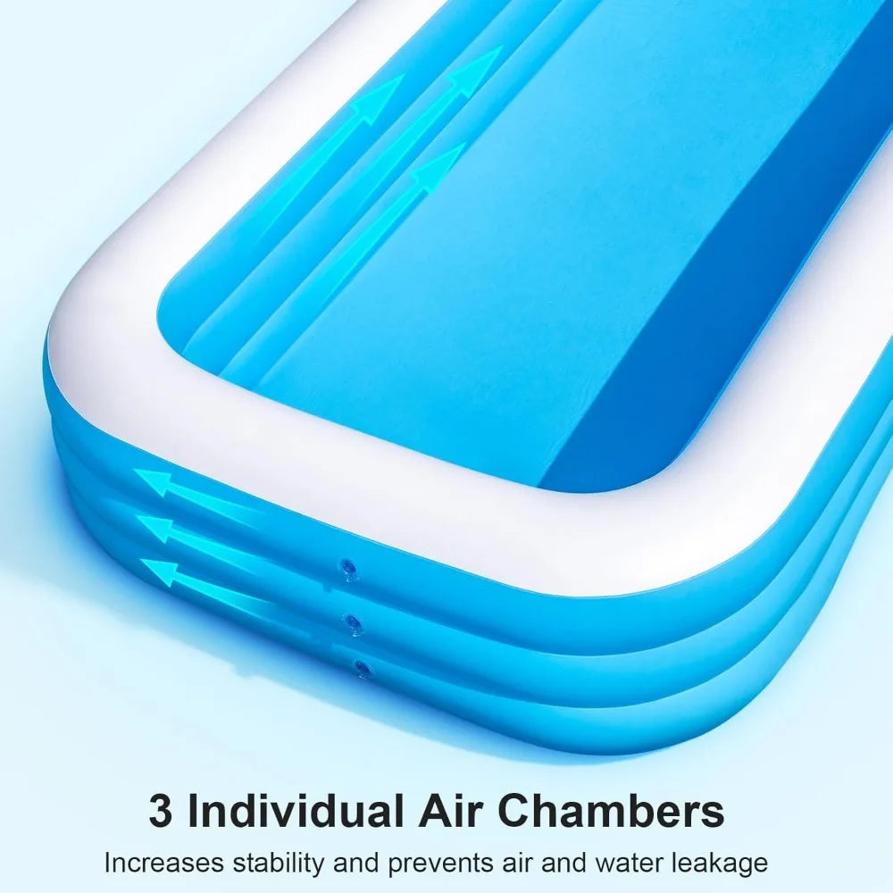 Large Inflatable Pool with Pump - 165'' x 76'' x 22'' Oversized Thickened Blow Up Pool for Adults, Family Swimming Pool