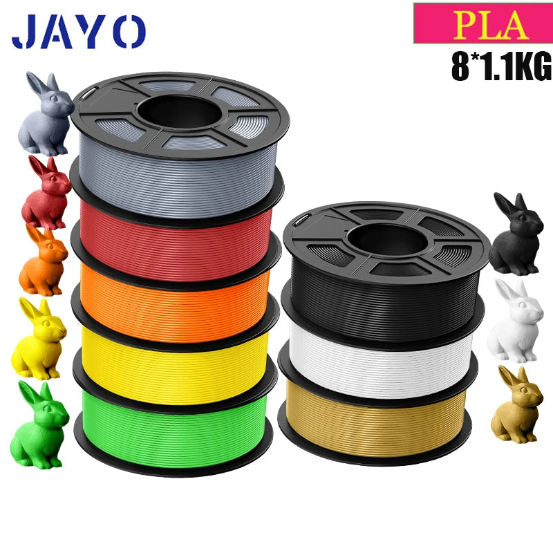 JAYO 3D Filament PLA 8Rolls 10Rolls 175mm 3D printing no bubbles no drawing smooth multiple colors optional 11kg for 3D printing