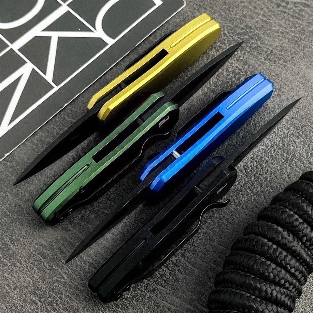 Mini 7500BLK Black Blade EDC Folding Knife CPM-154 DLC Blade, Aluminum Handle, Tactical Outdoor Tool for Camping Hunting Knives