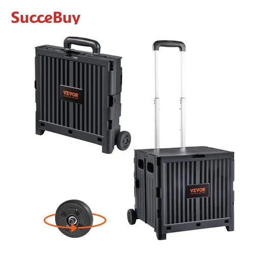 Foldable Utility Shopping Cart Folding Portable Crate Handcart with Telescope Handle Wheels Travel Office Garden Use