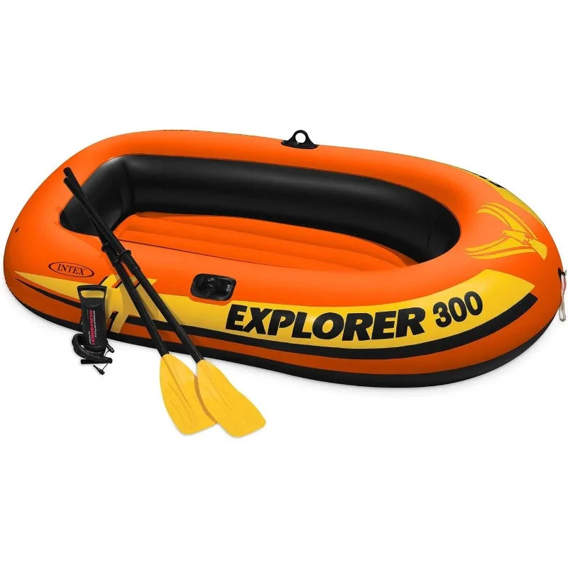 Inflatable Fishing 3 Person Raft Boat w/Pump & Oars (3 Pack)