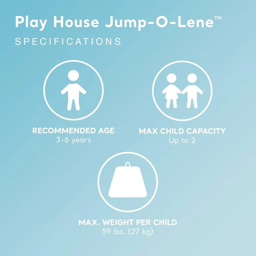 Inflatable Jump-O-Lene Trampoline Bounce House with Crawl-Thru Door Net - Ideal Indoor Outdoor Backyard Blow-Up Bouncy Pl