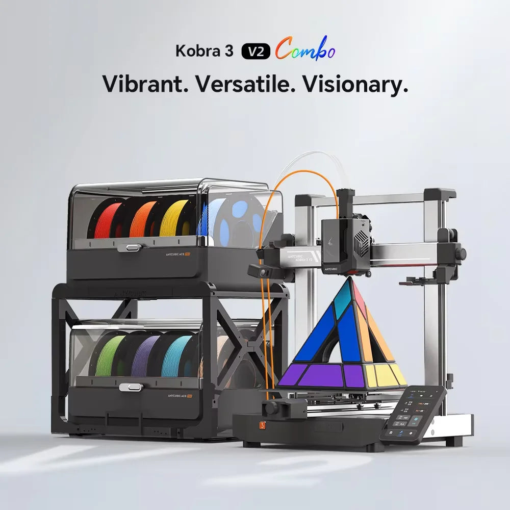 Kobra 3 V2 Combo AE Version 600mm/s Fast Printing 3D Printer 8 Colors Filament Auto Drying APP Control 3D Printer