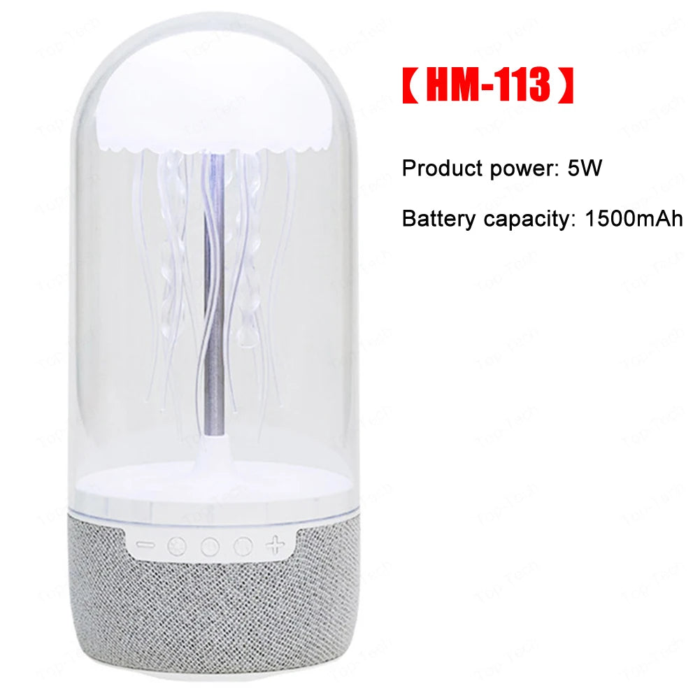 Creative Colorful Jellyfish Lamp Bluetooth-Compatible Speaker HiFi Stereo LED Jellyfish Mood Lamp Color Changing for Home Office