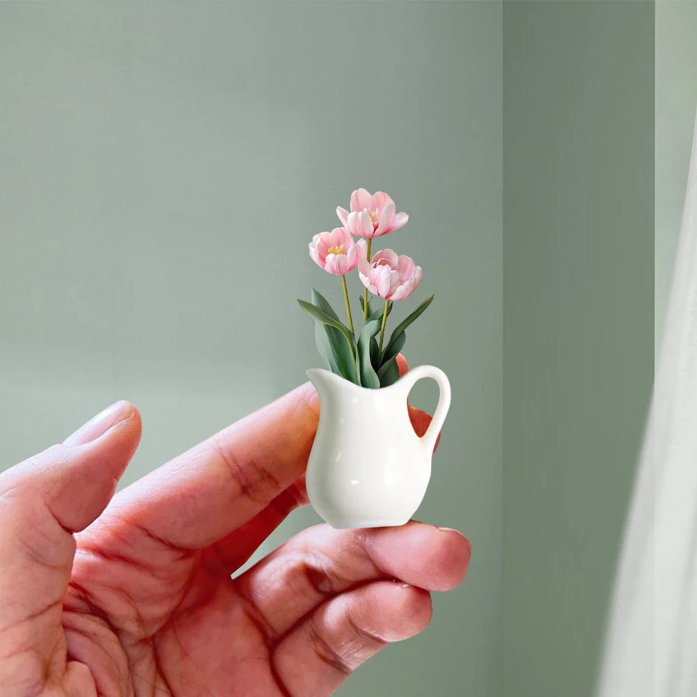 6/8PCS Mini Vase Magnets New Cute DIY 3D Vase Creative Ceramic Refrigerator Magnet For Fridge Office Kitchen Locker Decoration