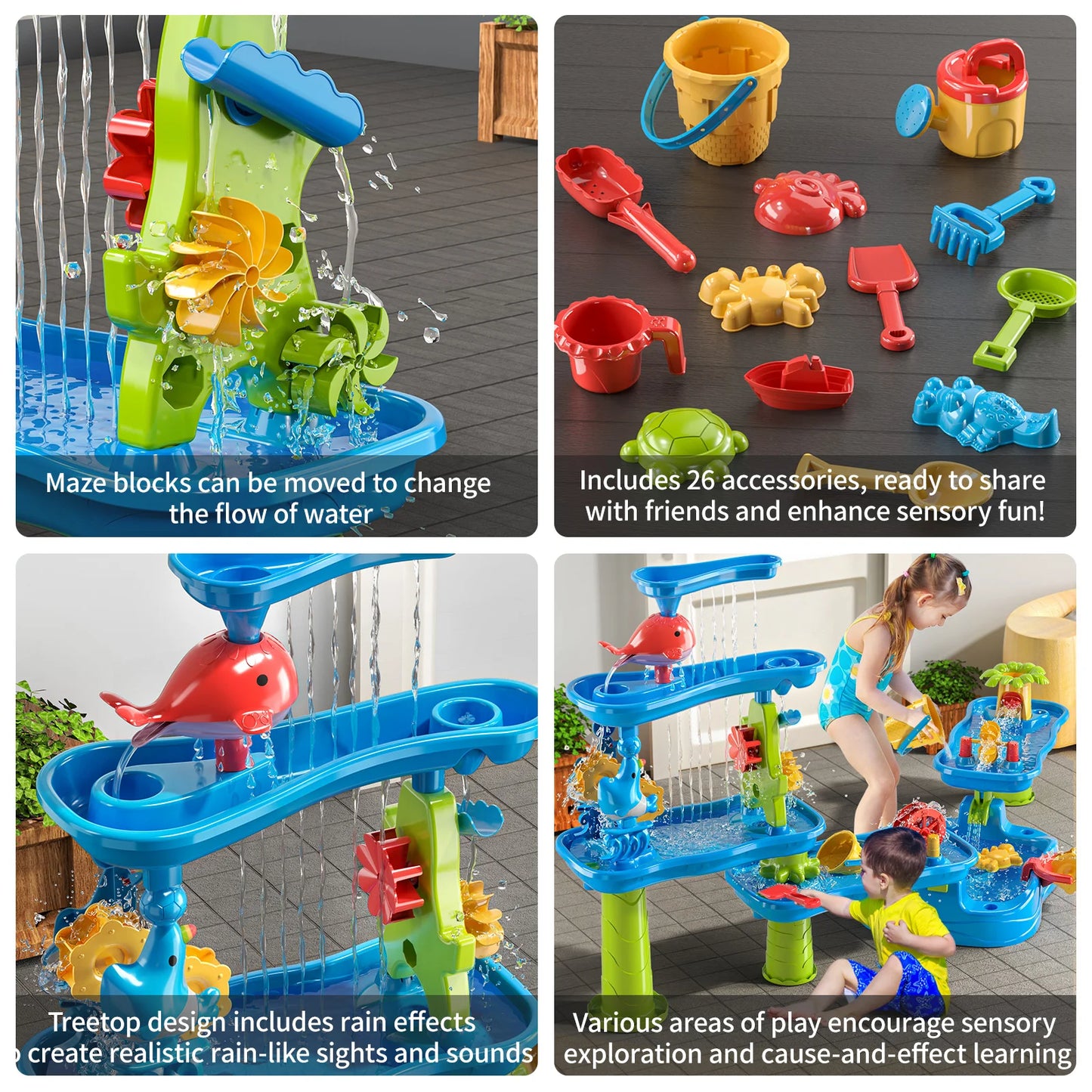 Children's sand table and water table suitable for children's 5-layer outdoor water game table toys, summer beach toys