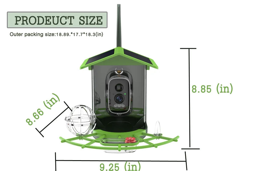 Bird Feeder Camera 4MP 2K HD Bird Video Capture WiFi Solar Powered Camera Battery with Solar Panel, Instant Alerts, Birdwatching