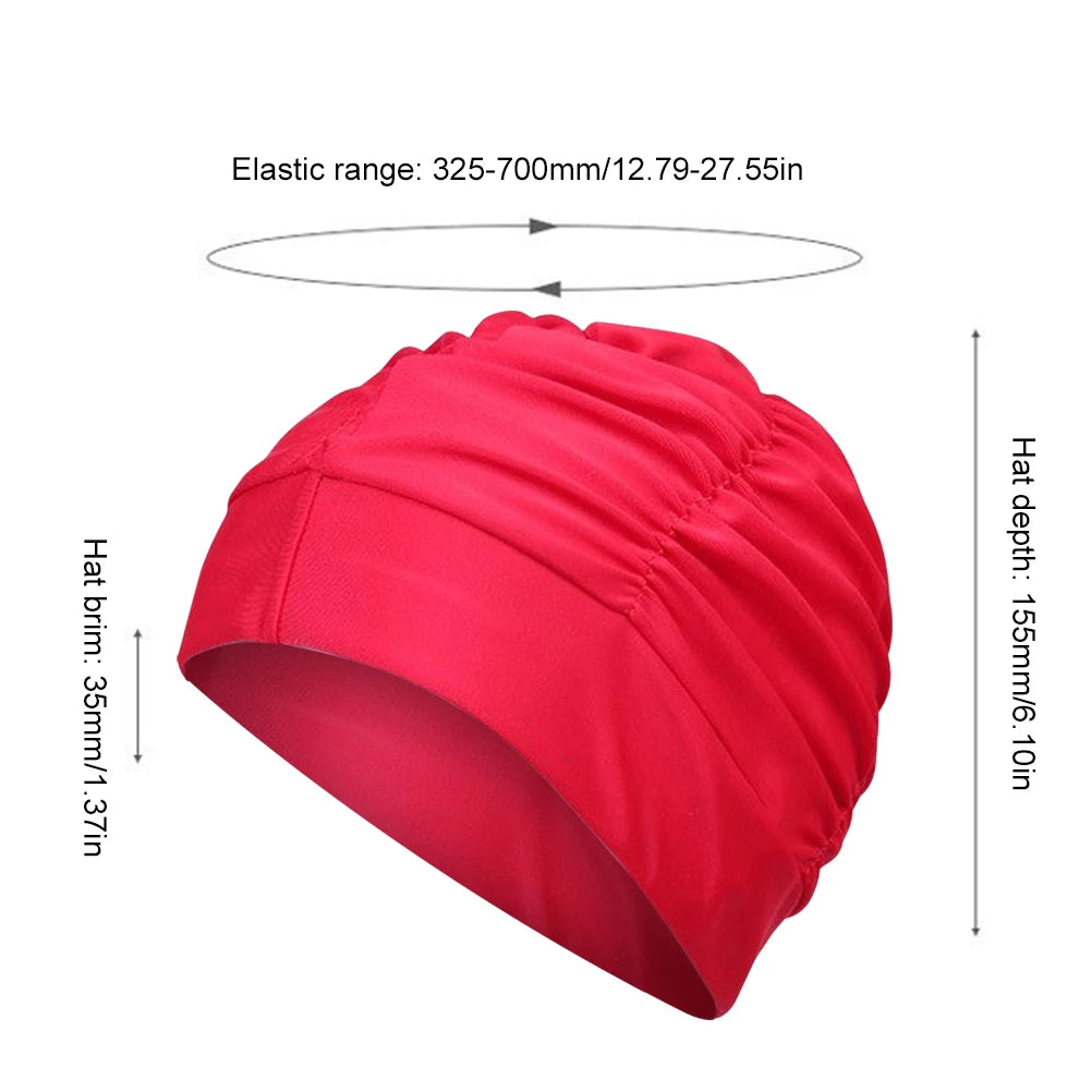 Swim Cap for Women Solid Color Adult Swimming Caps High Elasticity Bathing Caps Cover Ears for Long Hair Weaves Extensions Curls