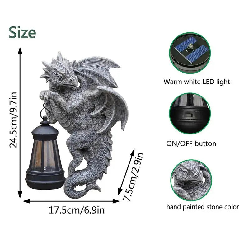 Dragon Trees Hugger Solar Lantern Weather Resistant Outdoor Garden Yard Pathway Patio Lawn Resin Dragon Figurine Statue Decor