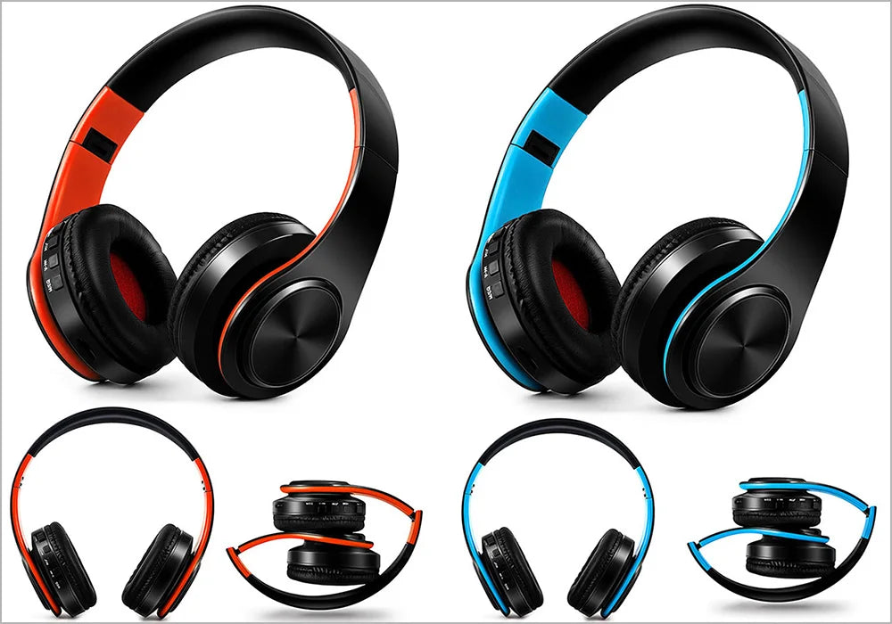 2025 Upgrading Wireless Bluetooth Headphones Stereo Headset Music Sports Overhead Earphone with Mic for Smart Phone TV PC Tablet