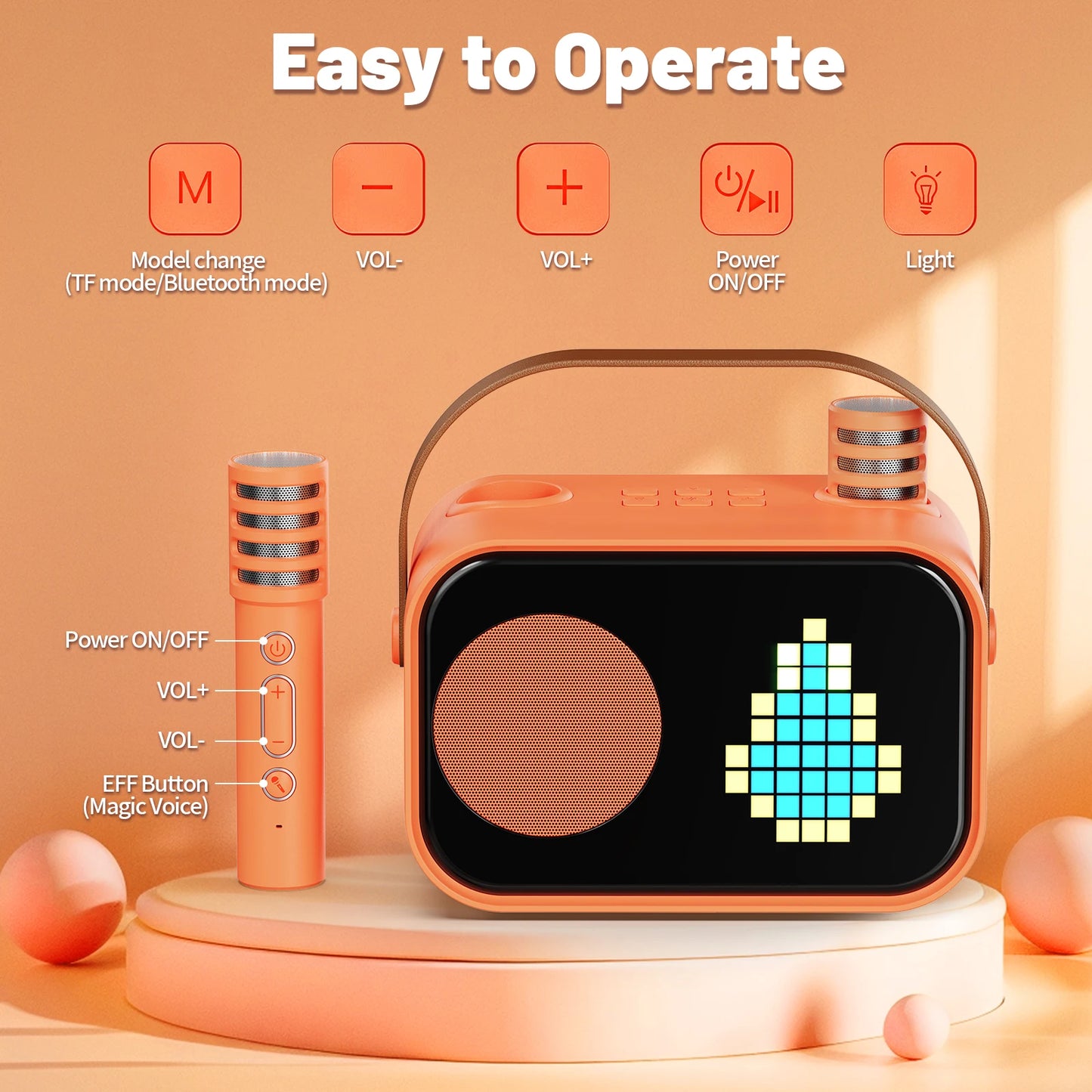 Karaoke Machine for Children and Adults, Mini Portable Bluetooth Karaoke Speaker with 2 Wireless Microphones