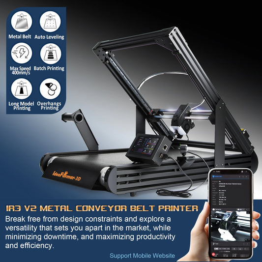 2025 IdeaFormer IR3 V2 Infinite Z-Axis Steel Conveyor Belt 250×250×∞mm Klipper Firmware Fast Printing Auto Leveling 3D Printer