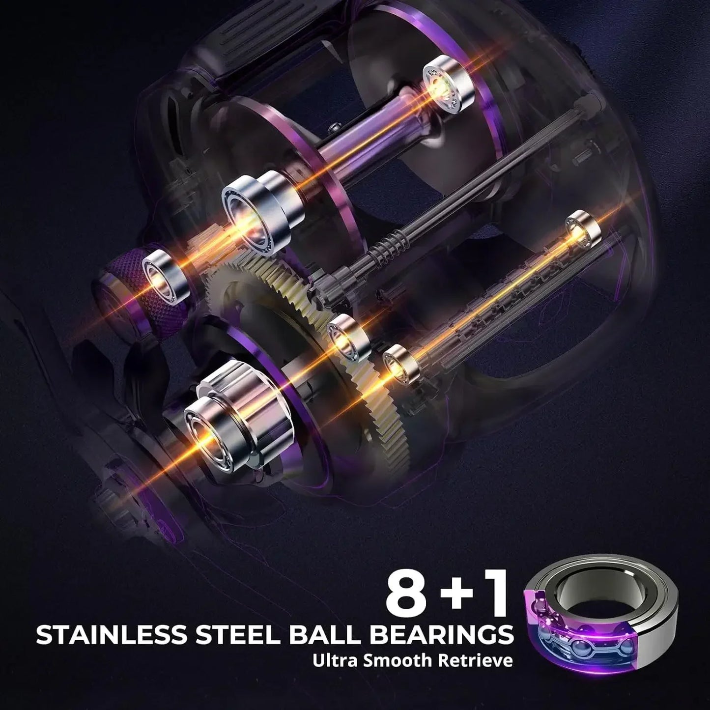 Baitcaster Fishing Reel, 38Lbs Max Drag Aluminum Alloy Frame Baitcasting Reel, Available in 6.6:1/8.1:1 Gear Ratio
