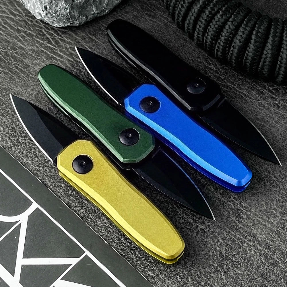 Mini 7500BLK Black Blade EDC Folding Knife CPM-154 DLC Blade, Aluminum Handle, Tactical Outdoor Tool for Camping Hunting Knives