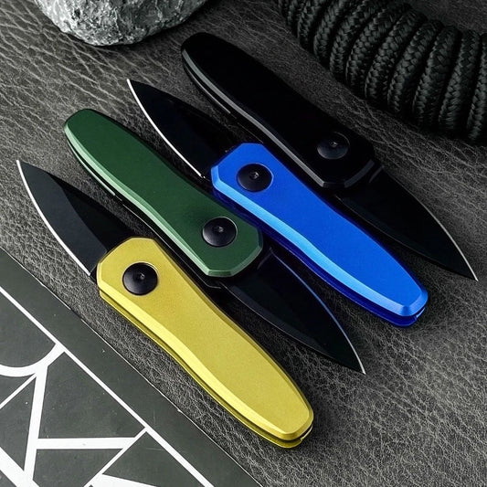 Mini 7500BLK Black Blade EDC Folding Knife CPM-154 DLC Blade, Aluminum Handle, Tactical Outdoor Tool for Camping Hunting Knives