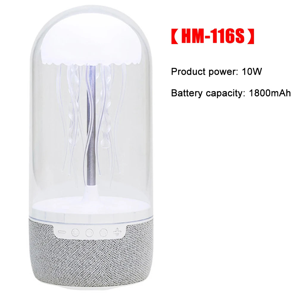 Creative Colorful Jellyfish Lamp Bluetooth-Compatible Speaker HiFi Stereo LED Jellyfish Mood Lamp Color Changing for Home Office