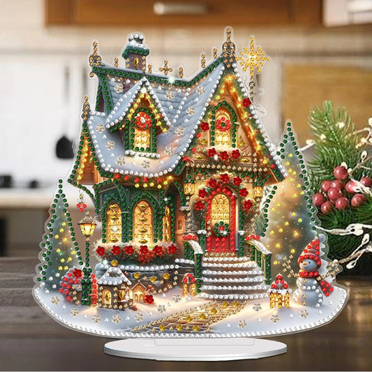 Acrylic Christmas House Colorful Light House Diamond Painting Tabletop Ornaments Kit