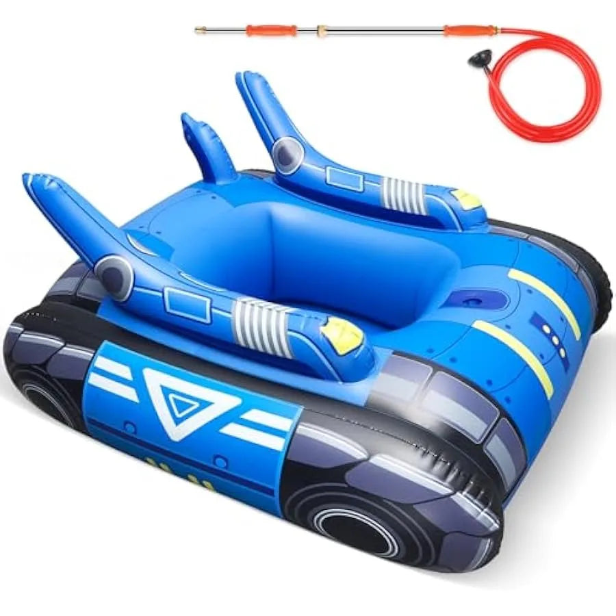 Large Inflatable Tank Pool Float Adults with Stainless Steel Water Guns Swimming Floats with Water Cannon for Lake or Beach