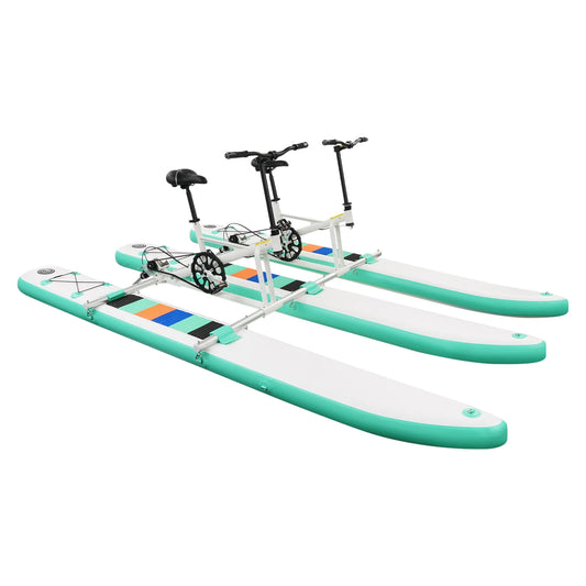 Pedal Water Bike, Inflatable Pedal Boat for Two with Aluminum Frame, Human Powered, 180kg Load, for Water Park Fishing Rental