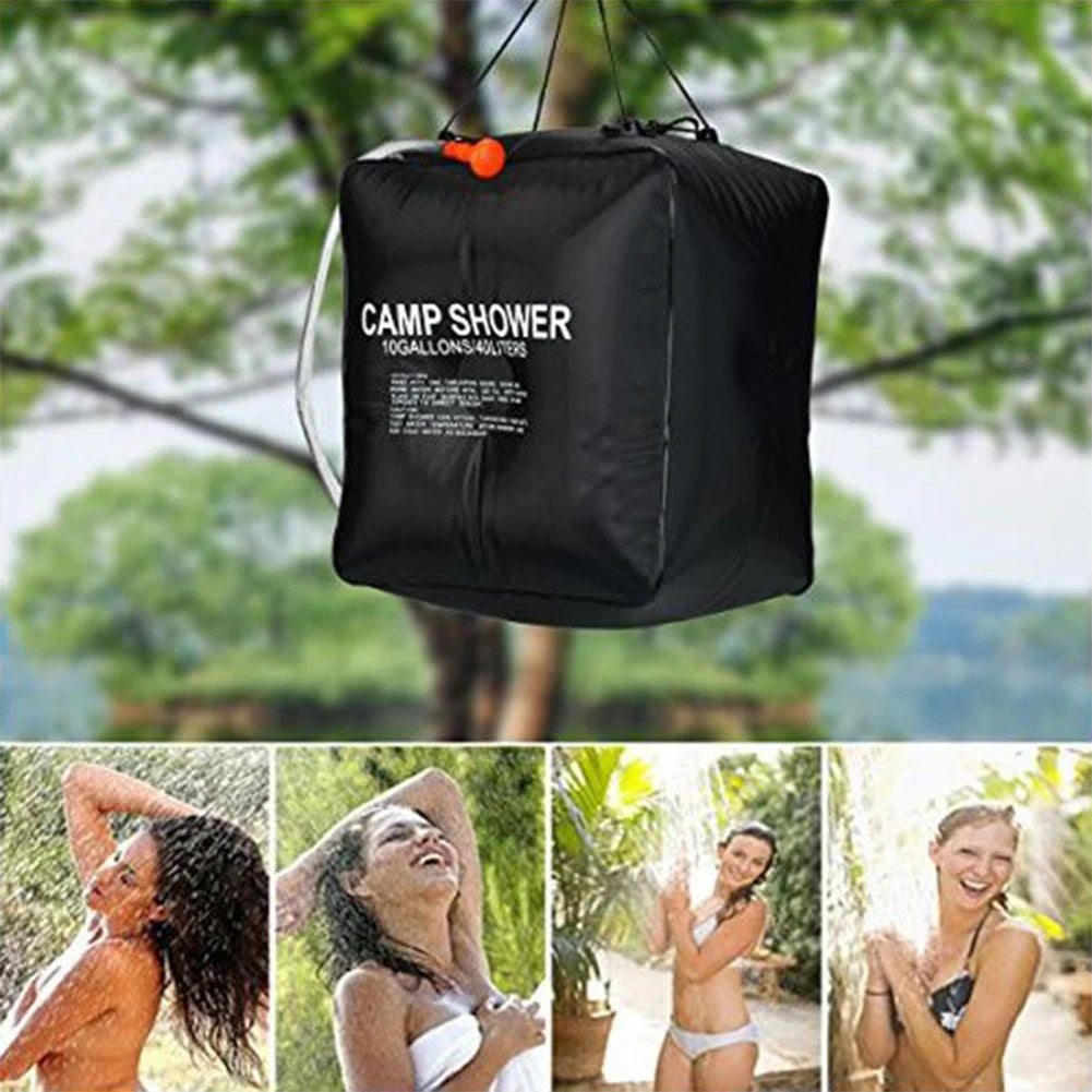 40l Camp Shower Bag Foldable Pvc Solar Shower Bag Uv Protection Coating Outdoor Bath Water Bag Hangable for Travel Hiking Picnic