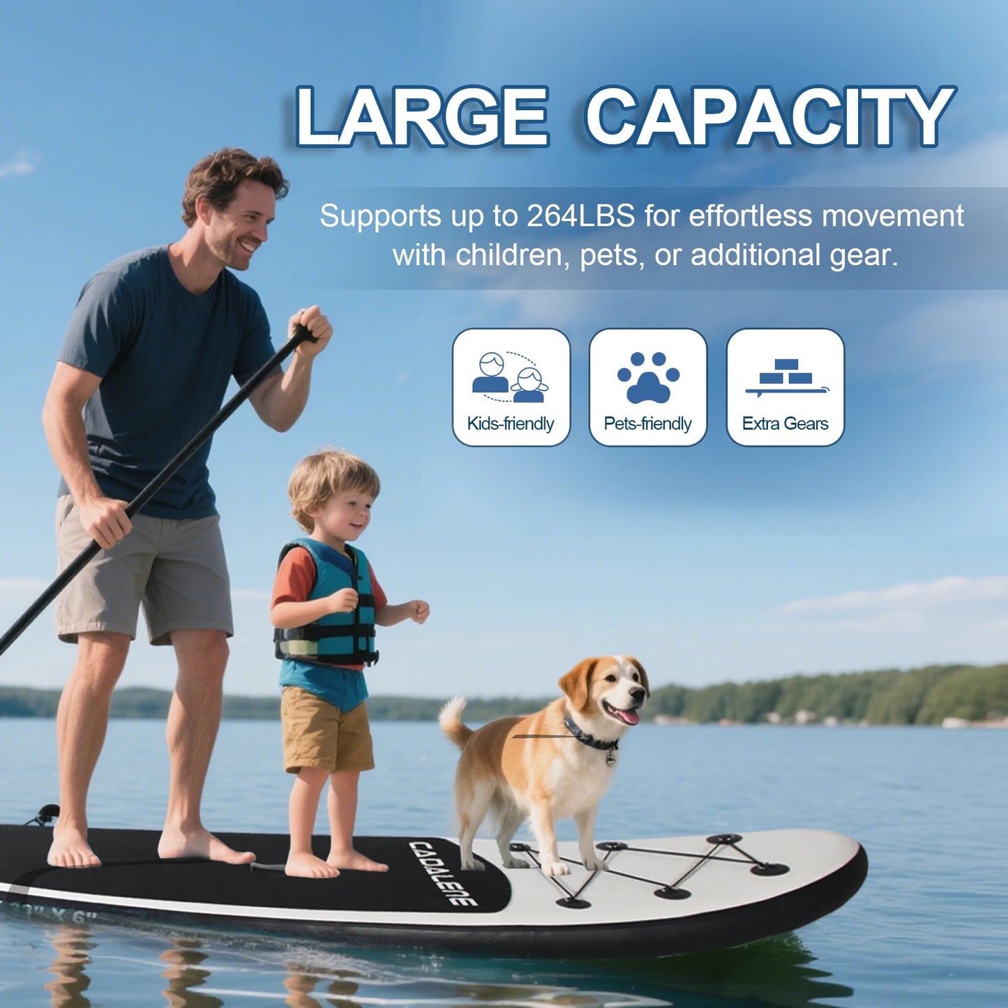 Inflatable Stand Up Paddle Board with SUP Accessories, Anti-Slip EVA Deck 10' Inflatable Paddle Boards for Adults