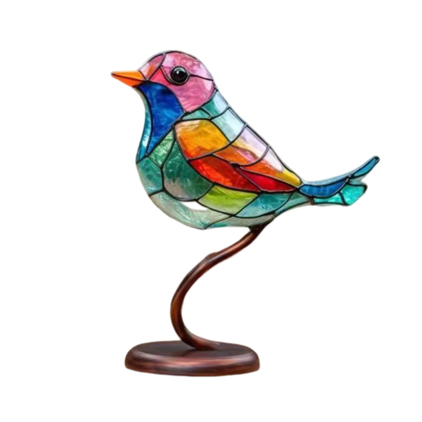 Acrylic Stained Birds Ornament Art Craft Desktop Birds Sculpture Collectibles Holiday Gifts Home Decor for Living Room Bedroom