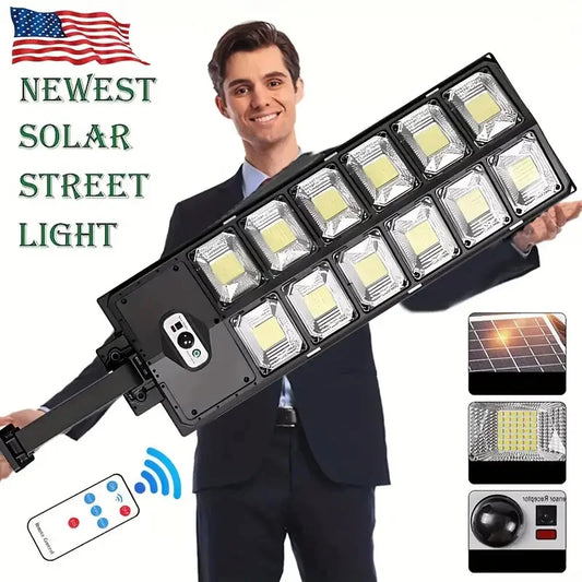 504LED uitra-Bright Solar Street lght Wide Angle Motion Sensor, RemoteControl,Energy-Efflcient, Waterproof 4300mah