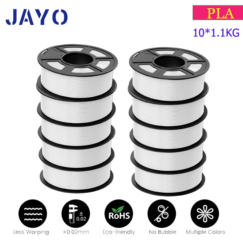 JAYO 3D Filament PLA 8Rolls 10Rolls 175mm 3D printing no bubbles no drawing smooth multiple colors optional 11kg for 3D printing