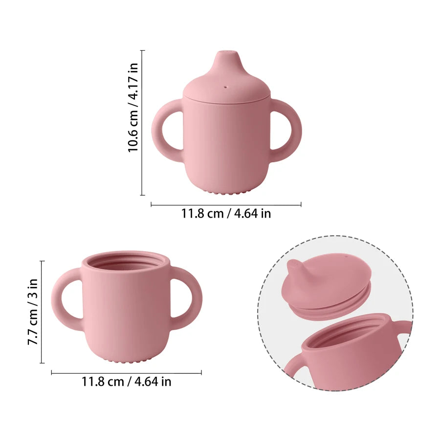 1PCS Baby Feeding Silicone Cups For Infants And Young Children Portable Learning Hand Shank Drinking Water Cups