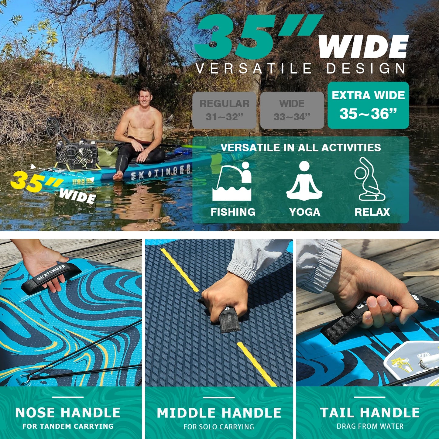 11'6'' X 35'' X 6'' Inflatable Paddle Board for Adults Paddle
