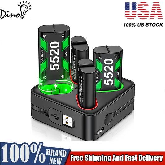 Rechargeable Xbox One Controller Battery Pack with 4x5520mWh for Xbox Series X|S,Battery Charger Station for Xbox One S/X/Elite