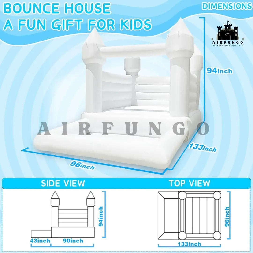 10x8ft Toddlers Party Inflatable White Bounce House With Slide And Ball Pit Customization Oxford Bouncy Castle Include Blower