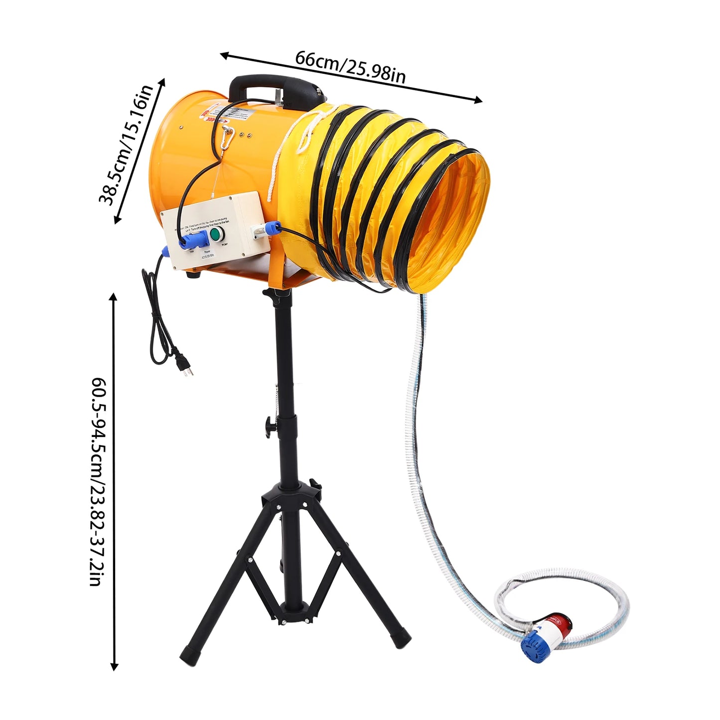 6m/20ft Rotatable Spray Pool Foam Machine for Party High Efficient 65m³/Min Adjustable Height 24-37in Heavy Duty 60L Capacity